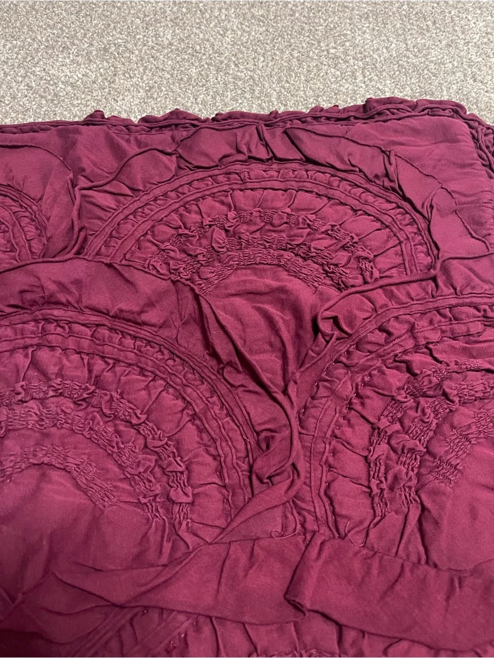 Anthropologie Rivulets Ruffled Standard Shams in Burgundy